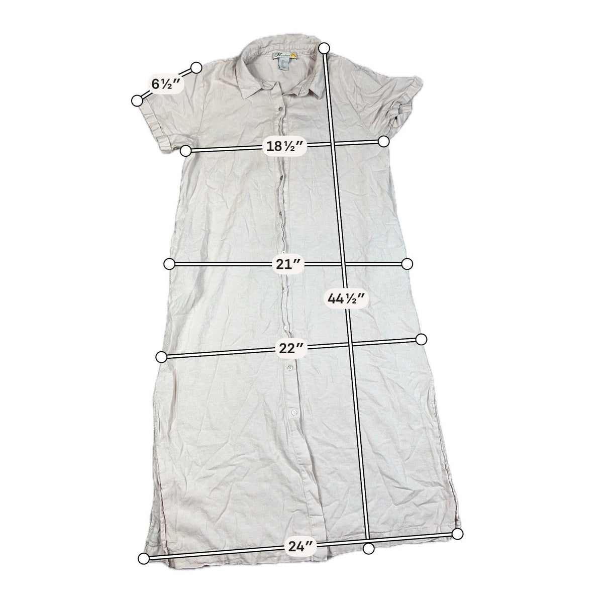 Second Half Supply Co, LLC blush pink C&C California midi shirt dress with button-front, collar, and rolled sleeves.