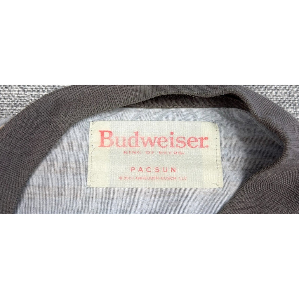 Second Half Supply Co, LLC Budweiser x PacSun collaboration t-shirt interior neck label with branding