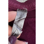 Second Half Supply Co, LLC burgundy cotton t-shirt featuring a Platinum brand neck label