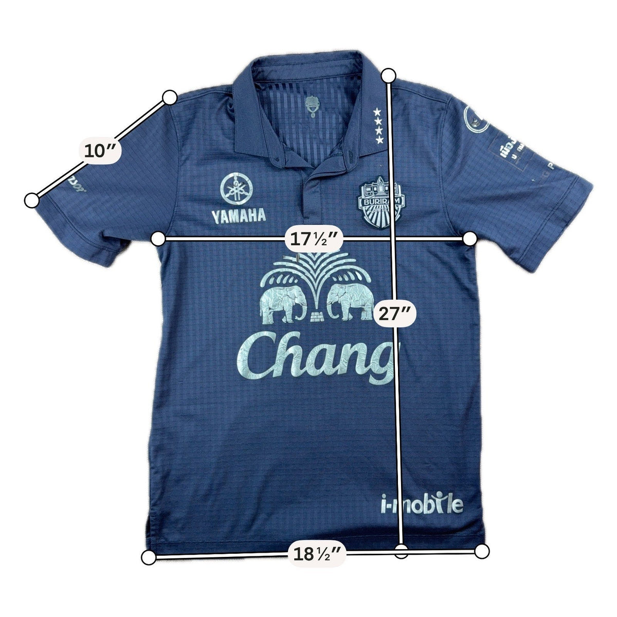 Second Half Supply Co, LLC navy blue Buriram United 2017 home soccer jersey with sponsor logos and polo collar