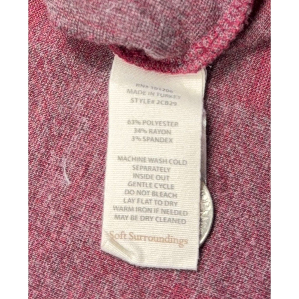 Second Half Supply Co, LLC clothing care label for a Soft Surroundings red and gray plaid tunic made in Turkey