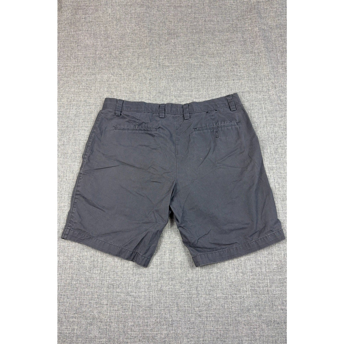 Second Half Supply Co, LLC charcoal gray Banana Republic men's flat-front shorts, back view with pockets