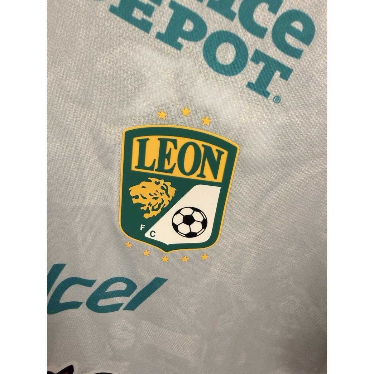 Second Half Supply Co, LLC Club Leon away jersey featuring the official team crest and sponsor logos on white fabric