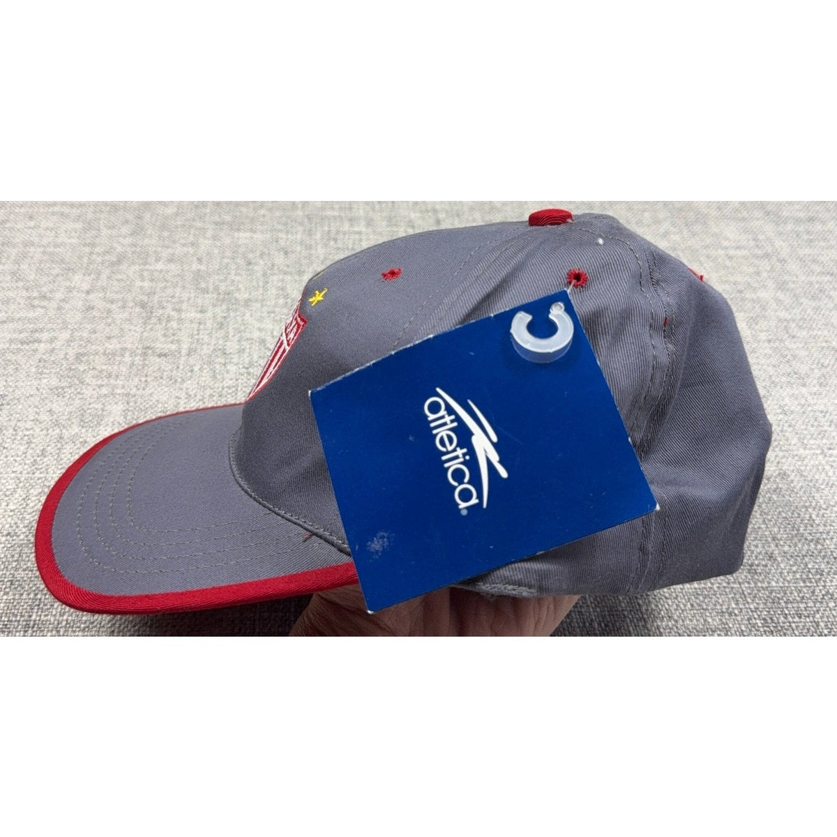 Second Half Supply Co, LLC gray and red Club Necaxa Atletica soccer cap with embroidered crest and hangtag