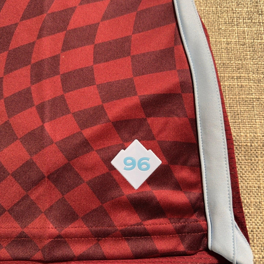 Second Half Supply Co, LLC Colorado Rapids 2024 authentic jersey featuring a burgundy checkered pattern and 96 detail