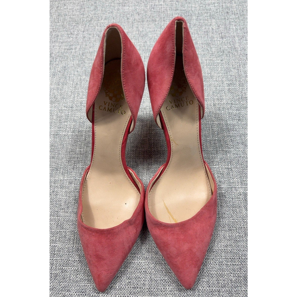 Second Half Supply Co, LLC coral pink suede d'Orsay pointed toe pumps with stiletto heels