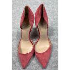 Second Half Supply Co, LLC coral pink suede d'Orsay pointed toe pumps with stiletto heels