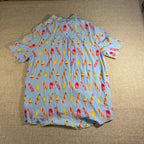 Second Half Supply Co, LLC Cove men's light blue rayon button-up shirt featuring a colorful popsicle print