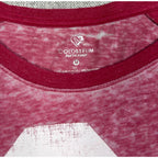 Second Half Supply Co, LLC crimson burnout fabric long sleeve shirt with Colosseum branding and raglan sleeves