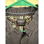 Second Half Supply Co, LLC Denim & Flower Ricky Singh navy micro-dot button-up shirt with floral interior collar