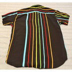 Second Half Supply Co, LLC Eighty Eight black short sleeve button-up shirt with colorful vertical stripes