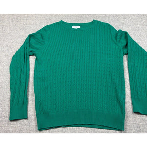 Kim Rogers Women's Large Emerald Green Cable Knit Crewneck Sweater