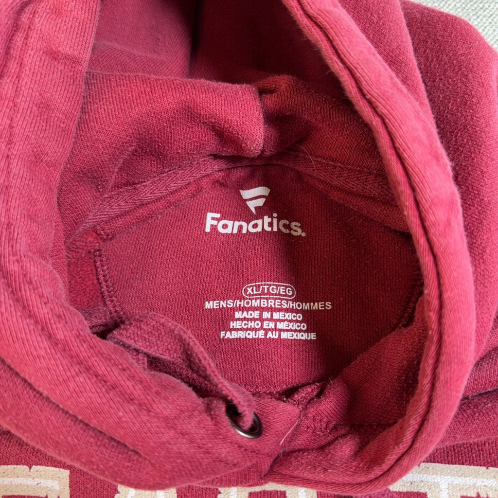 Second Half Supply Co, LLC Fanatics garnet red Florida State Seminoles hoodie interior neck label size XL