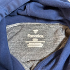 Second Half Supply Co, LLC Fanatics Notre Dame hoodie interior neck label showing size large and heather gray fleece