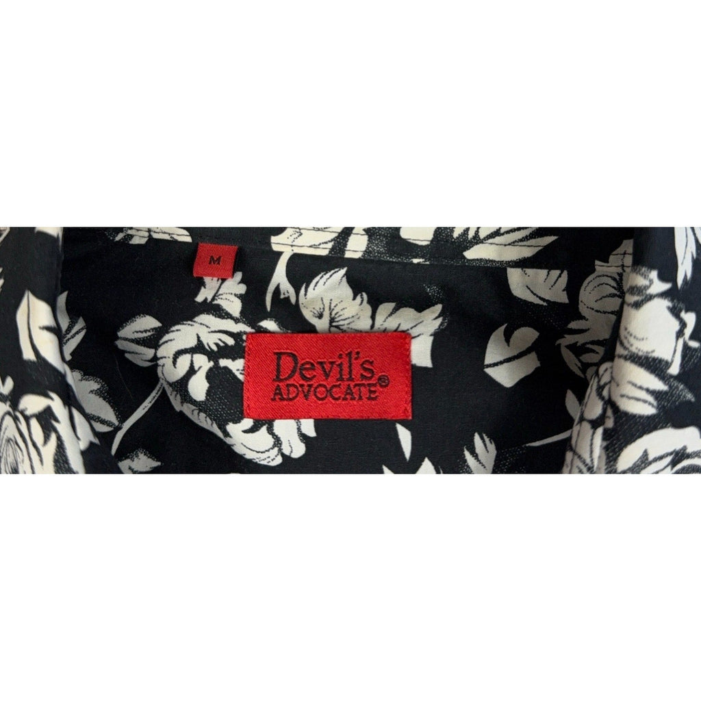 Second Half Supply Co, LLC Devil's Advocate black and white rose floral print shirt collar with size M tag