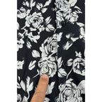 Second Half Supply Co, LLC black and white rose floral print long sleeve button-up shirt with black buttons