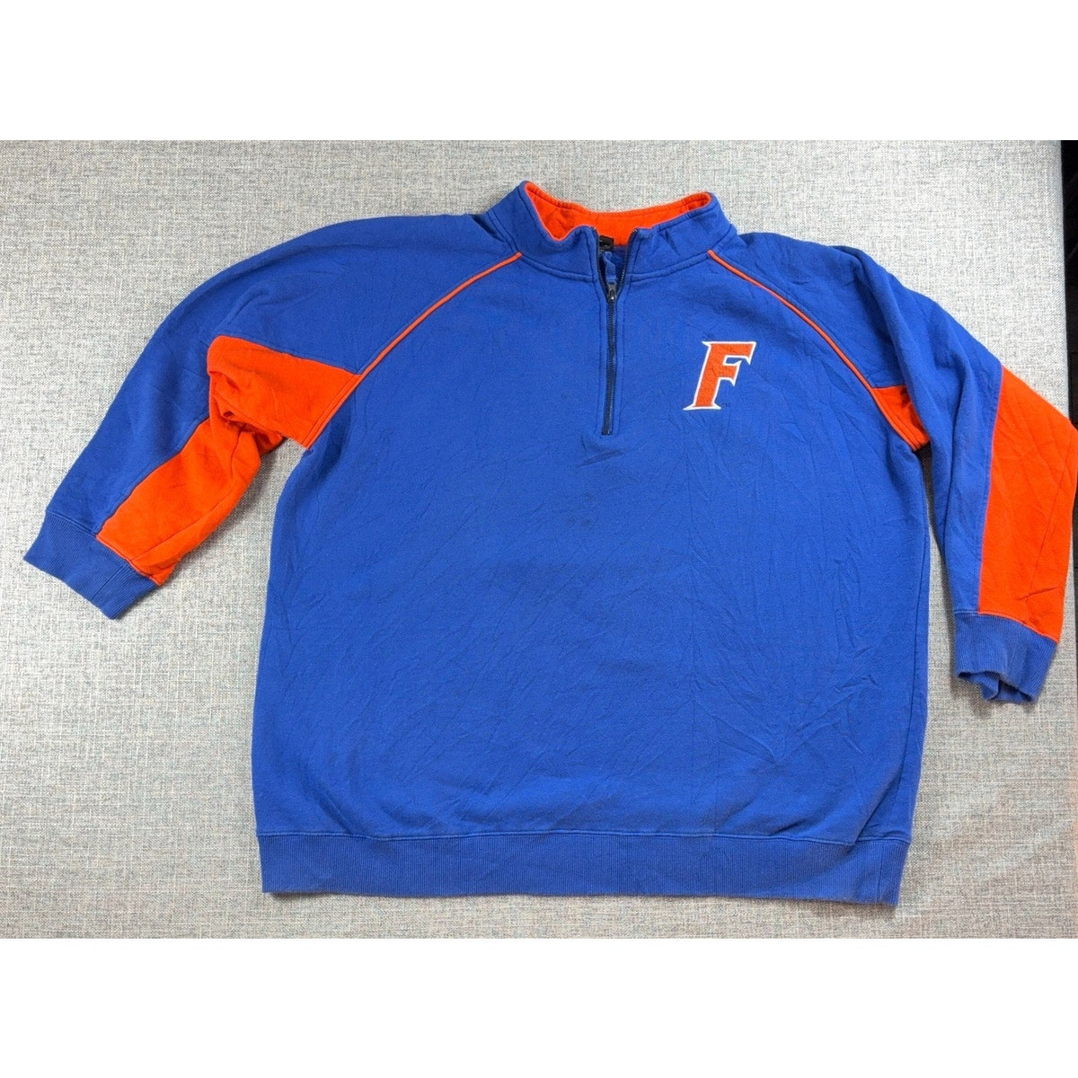 Second Half Supply Co, LLC Florida Gators blue and orange quarter-zip fleece pullover with embroidered F logo