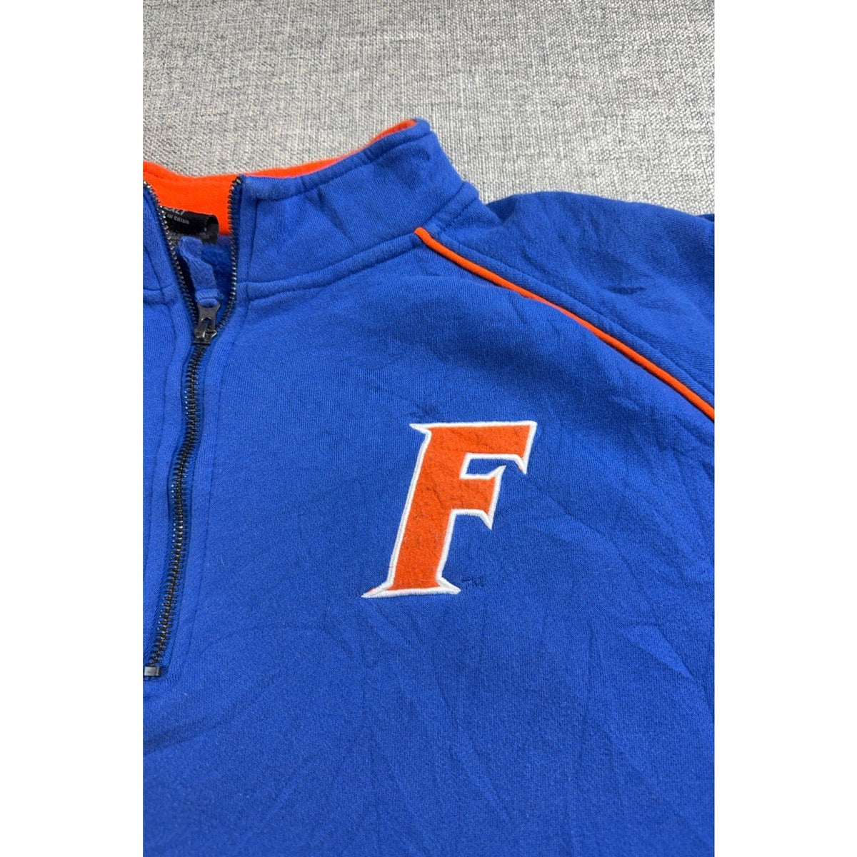 Second Half Supply Co, LLC Florida Gators blue and orange quarter-zip fleece pullover with embroidered F logo
