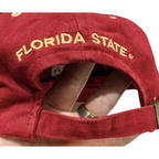 Second Half Supply Co, LLC garnet dad cap with embroidered Florida State text on the adjustable strapback closure