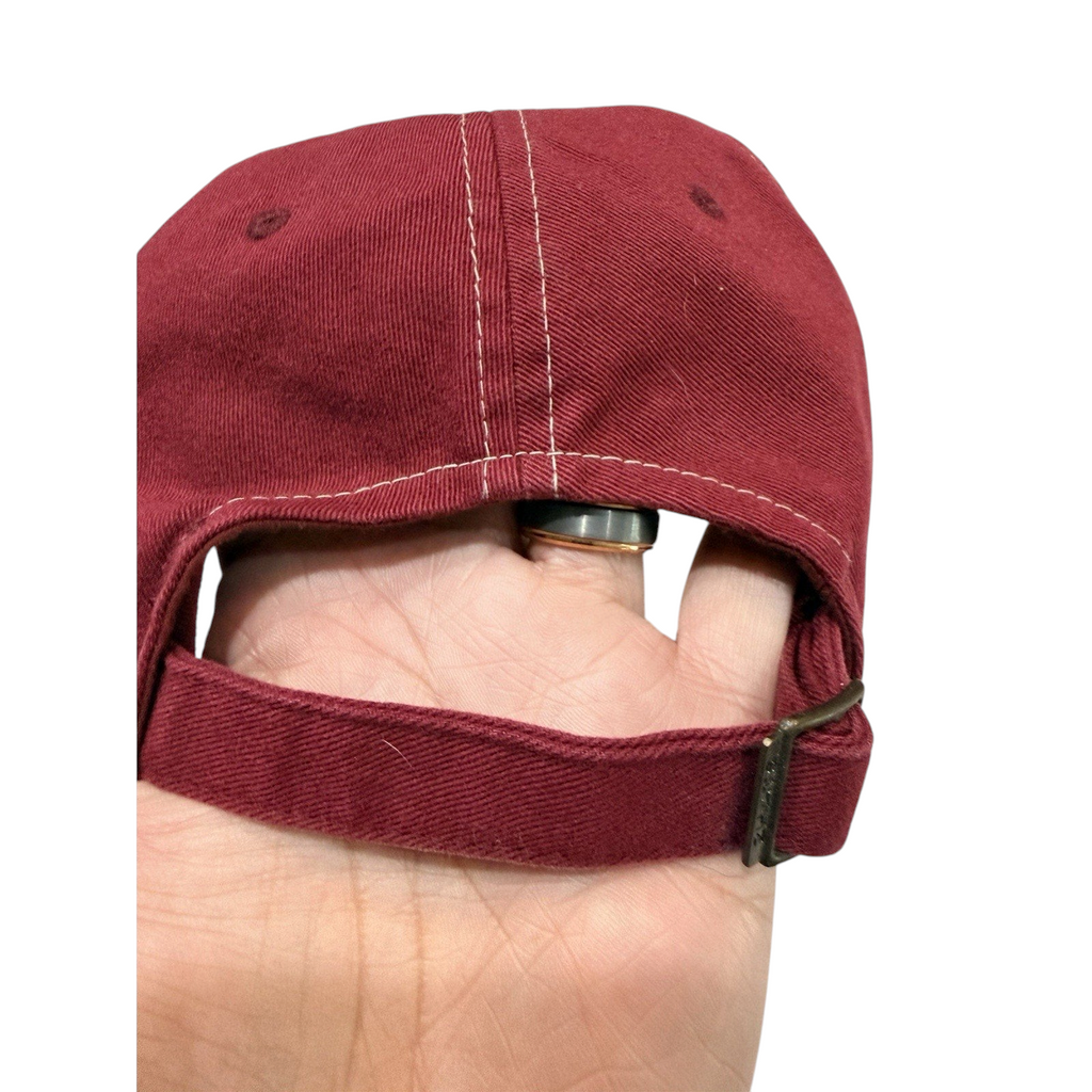 Second Half Supply Co, LLC garnet dad cap with adjustable fabric strapback and metal buckle closure