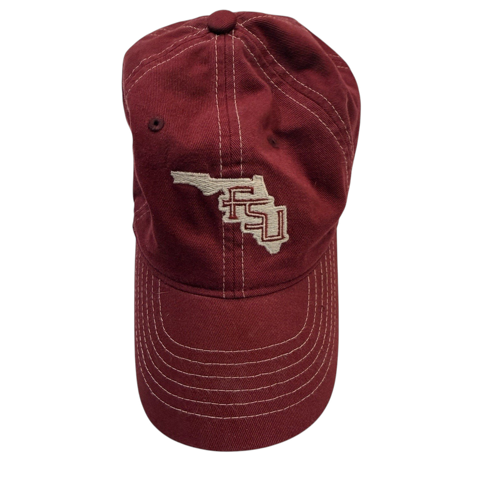 Second Half Supply Co, LLC garnet Zephyr Florida State dad cap with embroidered FSU state outline logo