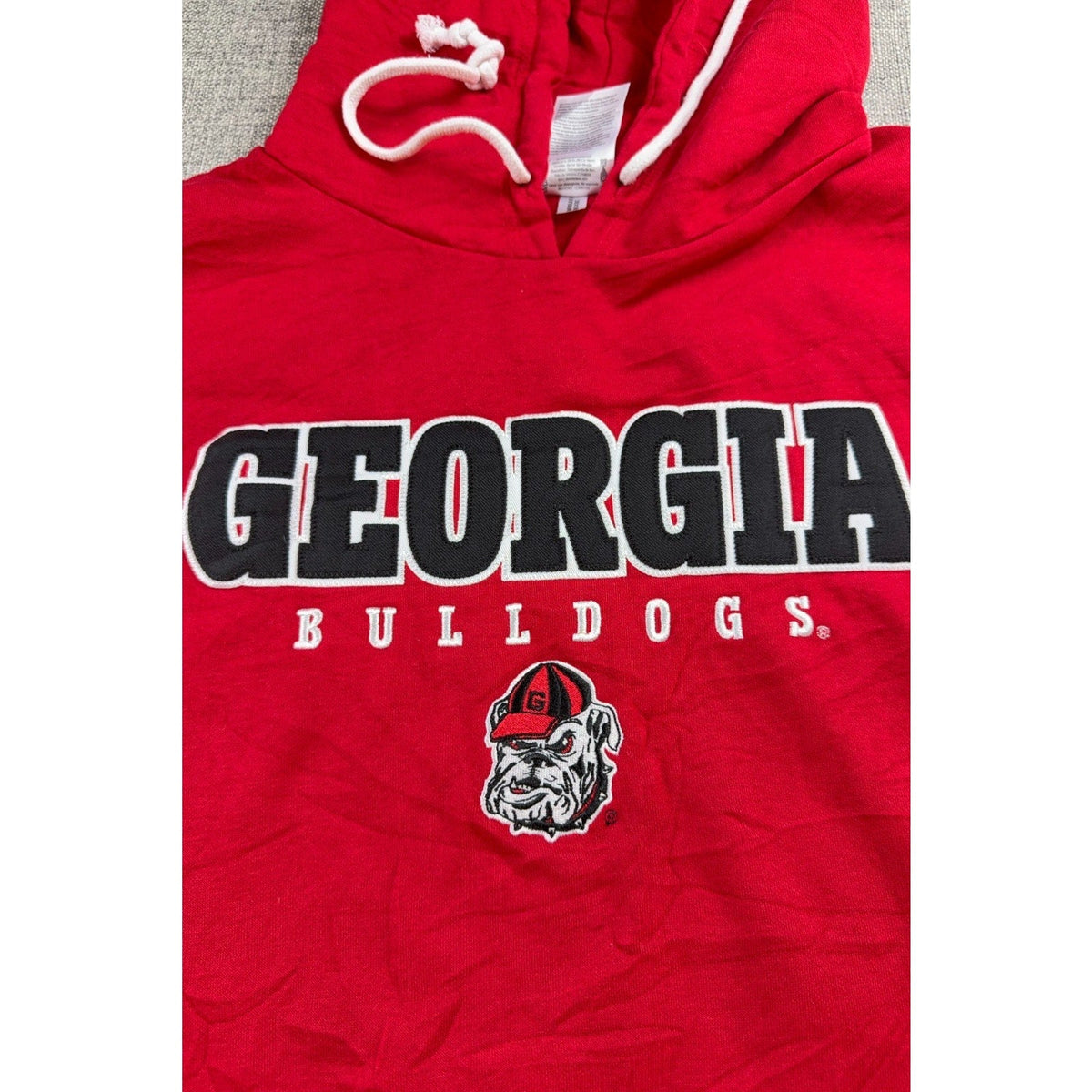 Second Half Supply Co, LLC red Champion Georgia Bulldogs hoodie with chest lettering and mascot logo