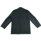 Second Half Supply Co, LLC vintage Giesswein forest green boiled wool jacket, back view with brown panel detail.