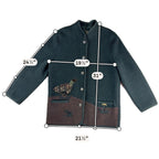 Second Half Supply Co, LLC vintage Giesswein forest green boiled wool jacket with pheasant appliqué and brown panel
