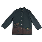 Second Half Supply Co, LLC vintage Giesswein forest green boiled wool jacket with pheasant appliqué and button front