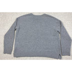 Second Half Supply Co, LLC gray 100% cashmere men's sweater with raglan sleeves and ribbed hem, back view.