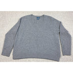 Second Half Supply Co, LLC gray Biltmore cashmere V-neck sweater with ribbed trim and raglan sleeves