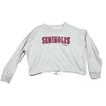 Second Half Supply Co, LLC heather gray cropped sweatshirt with garnet paisley Seminoles appliqué and drawstring hem