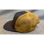 Second Half Supply Co, LLC charcoal gray and mustard gold mesh Richardson trucker snapback hat with curved bill
