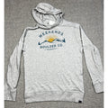Second Half Supply Co, LLC light gray Faherty organic cotton hoodie with Weekends Boulder mountain graphic