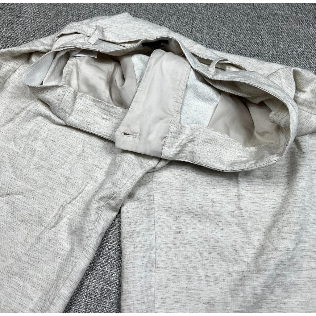 Second Half Supply Co, LLC gray heathered linen blend wide leg crop pants with paperbag waist detail