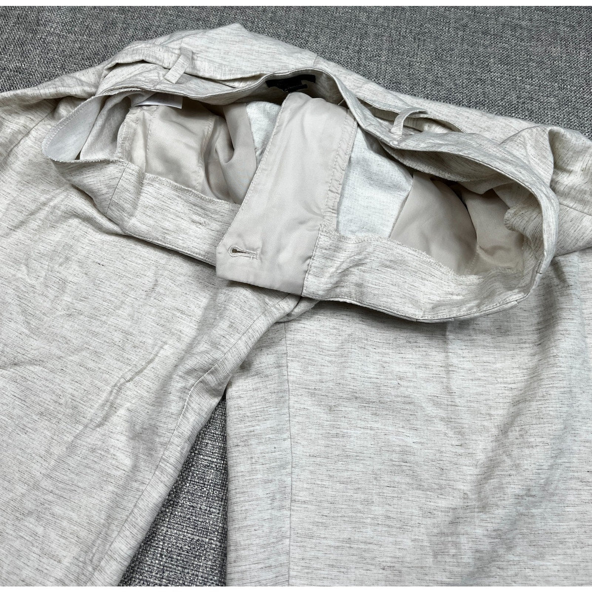 Second Half Supply Co, LLC gray heathered linen blend wide leg crop pants with paperbag waist detail