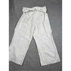Second Half Supply Co, LLC Ann Taylor Factory gray heathered linen blend wide leg crop pants with tie waist