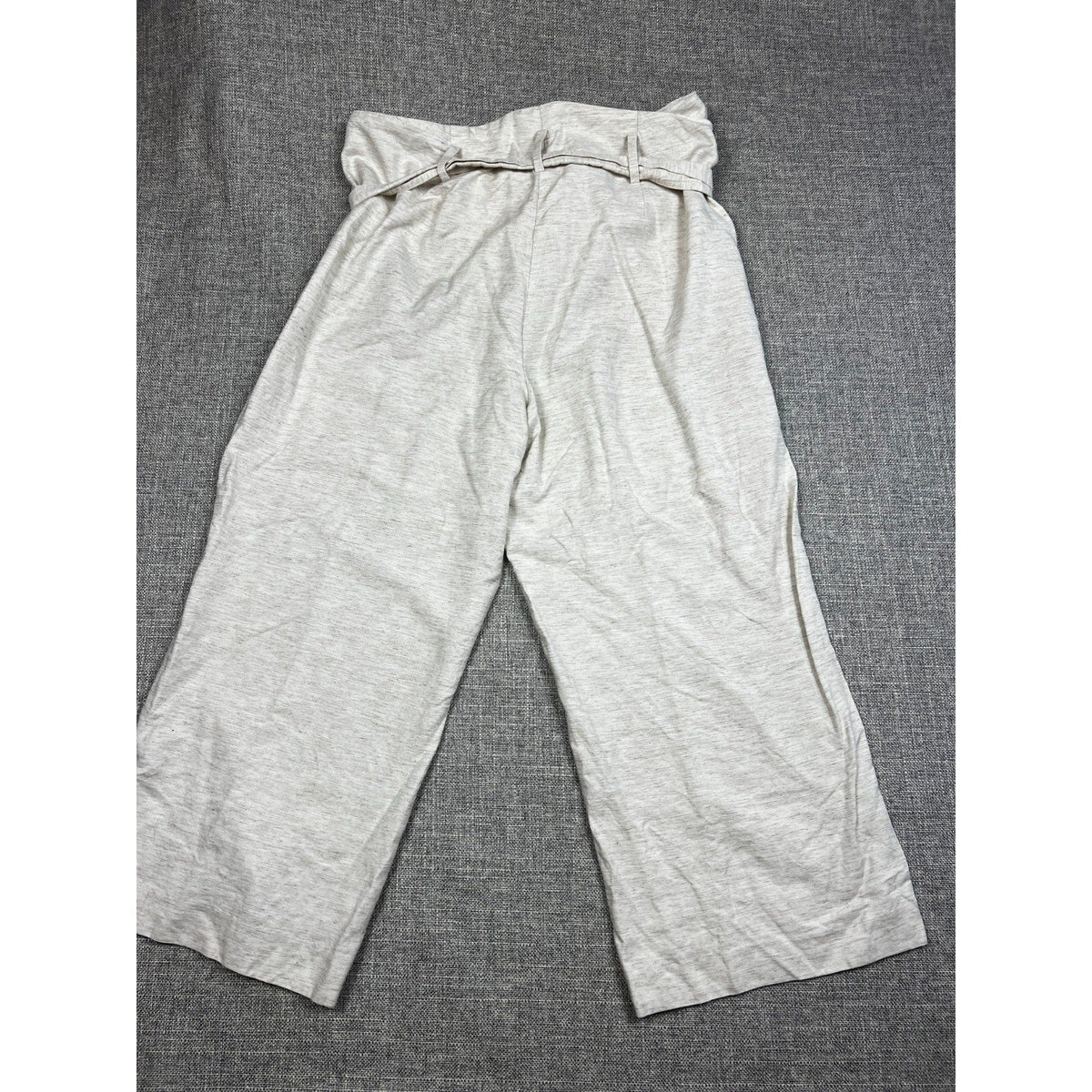 Second Half Supply Co, LLC Ann Taylor Factory gray heathered linen blend wide leg crop pants with tie waist