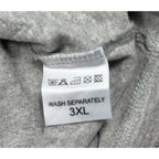 Second Half Supply Co, LLC gray long sleeve shirt size 3XL interior care label with washing instructions