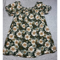 Second Half Supply Co, LLC green floral linen lyocell peasant dress with smocked neckline and puff sleeves