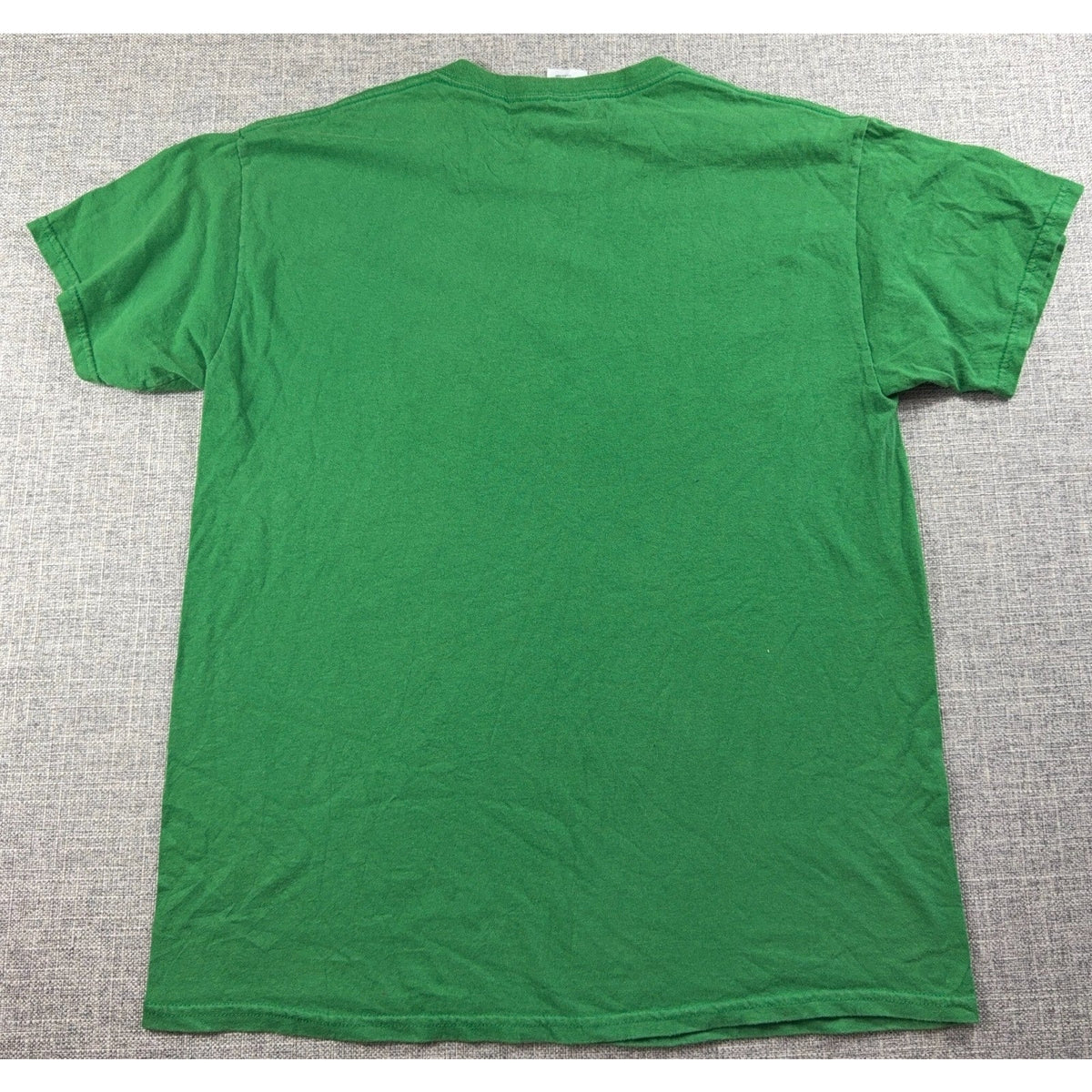 Back view of a plain green Second Half Supply Co, LLC cotton crew neck T-shirt