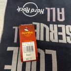 Second Half Supply Co, LLC Hard Rock Cafe knit scarf in black with gray Love Serve All text and retail tag attached