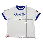 Second Half Supply Co, LLC cream and royal blue Harry Potter Quidditch Supplies ringer t-shirt with measurements