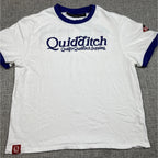 Second Half Supply Co, LLC Harry Potter Quidditch Supplies cream and royal blue cotton ringer t-shirt