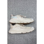Second Half Supply Co, LLC HOKA Clifton 9 women's running shoes in shifting sand and eggnog with cushioned foam midsoles