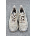 Second Half Supply Co, LLC HOKA Clifton 9 women's running shoes in shifting sand and eggnog with lace-up textile uppers.