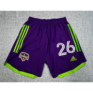 Houston Dynamo Adidas #26 Player Issue Style Shorts L Purple Green MLS