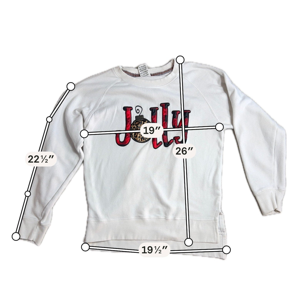 Second Half Supply Co, LLC ivory Christmas sweatshirt with Jolly buffalo plaid and leopard print appliqué