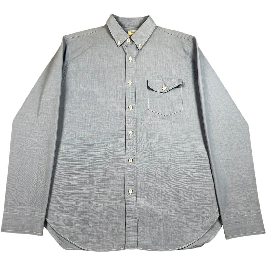 Second Half Supply Co, LLC J.Crew men's blue chambray button-down shirt in 2-ply cotton with a chest pocket.