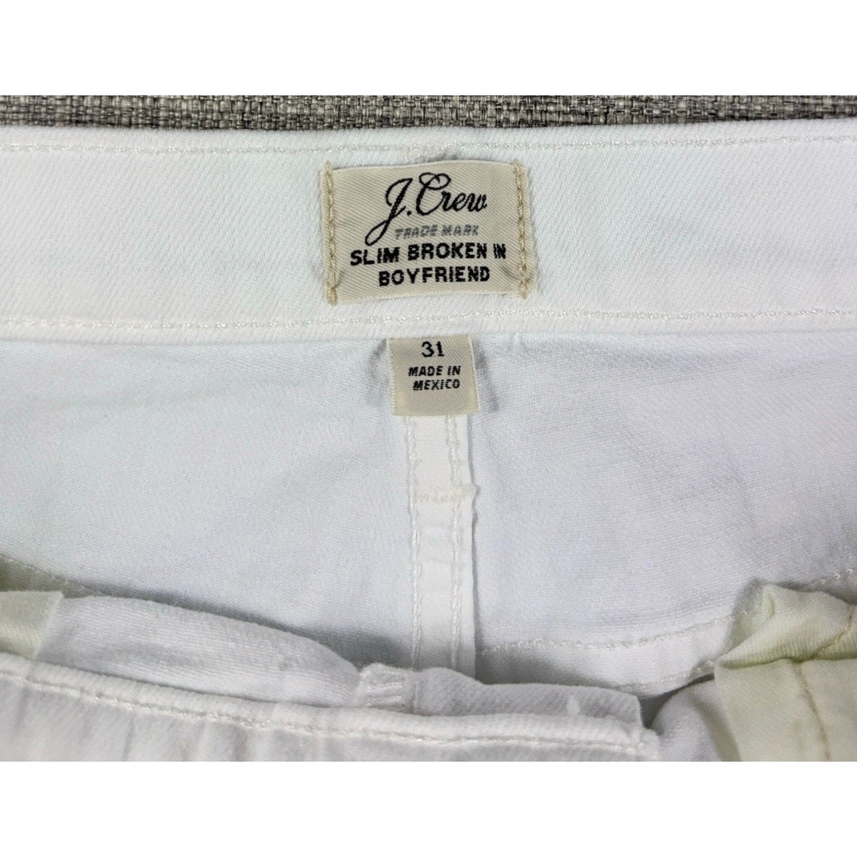 Second Half Supply Co, LLC J.Crew white denim jeans size 31 interior brand and size label detail
